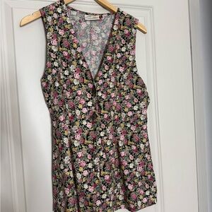 Susan Bristol Black Floral Tank Top